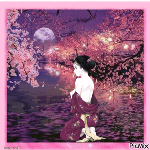 Sakura Moon Night - GIF animé gratuit
