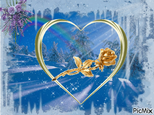 zlatá na sněhu - Бесплатный анимированный гифка