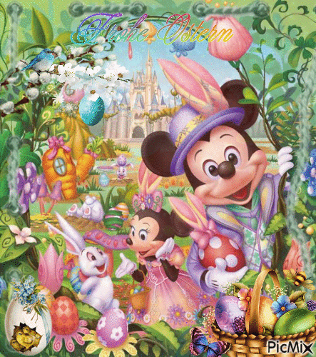Felices Pascuas con Mickey y Minnie - GIF animé gratuit