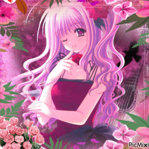 Manga d'été rose - 免费动画 GIF