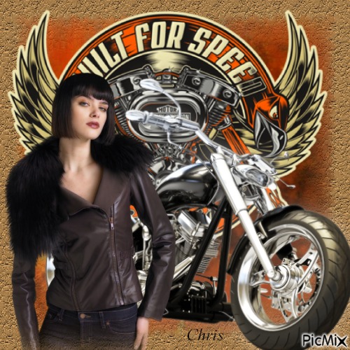 La femme et la moto - PNG gratuit