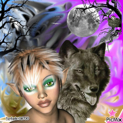 le loup et le farfadet - Ilmainen animoitu GIF