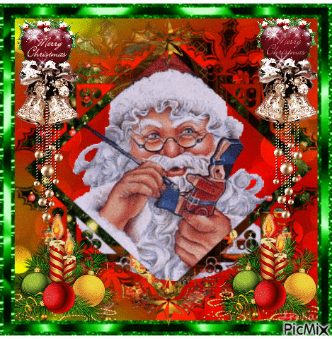 Santa is painting - Бесплатный анимированный гифка