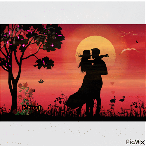 love in the sunset - Animovaný GIF zadarmo