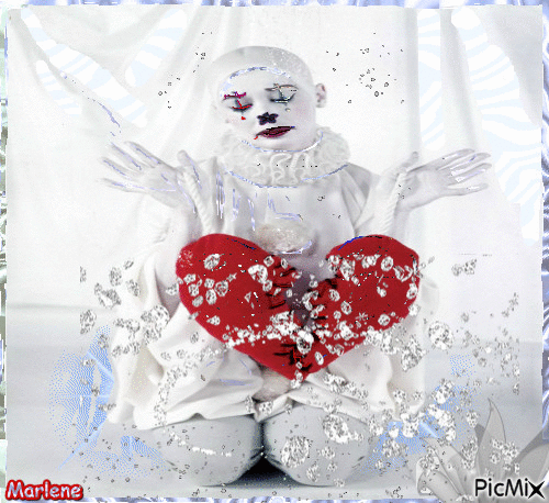Portrait Harlequin Pierrot Carnaval Deco Glitter Happy Valentine's Day Broken Heart - GIF animado grátis