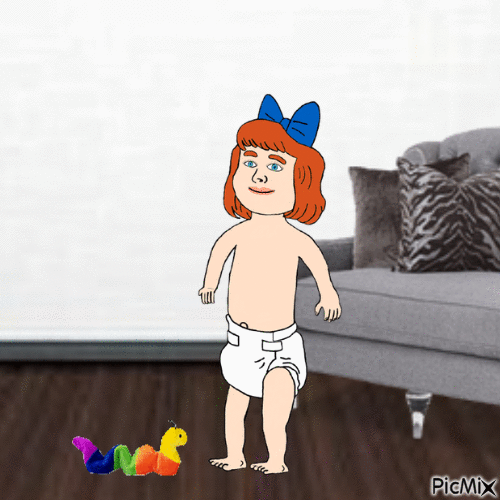 Baby and inchworm - Bezmaksas animēts GIF