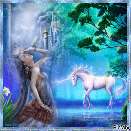 La princesse et la licorne. - Darmowy animowany GIF