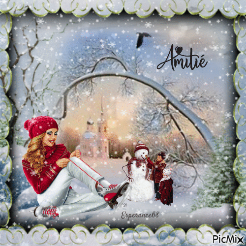 ⛸️L'hiver d'Amandine et les enfants ⛸️ - 無料のアニメーション GIF