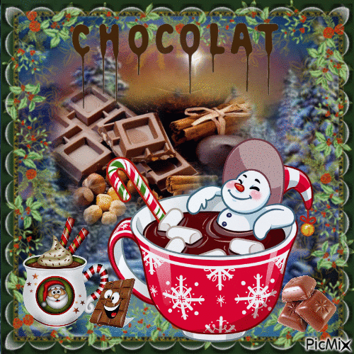 Chocolat chaude de Noël - Бесплатный анимированный гифка