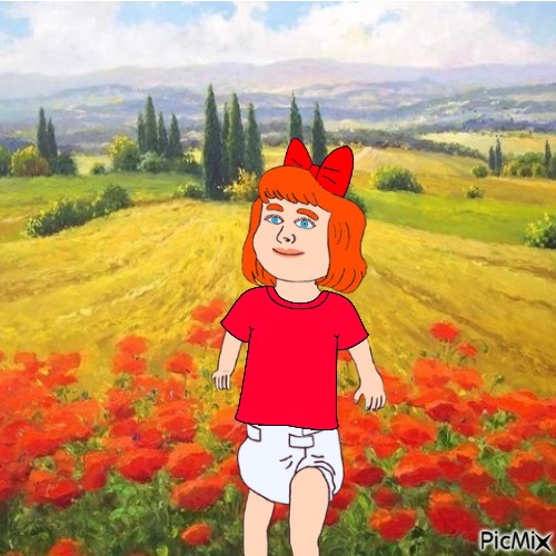 Baby in field - png gratuito