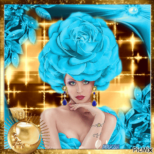 marzia - donna oro e turchese - GIF animado grátis