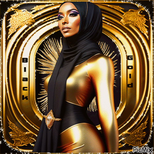 Black gold woman - Gratis geanimeerde GIF