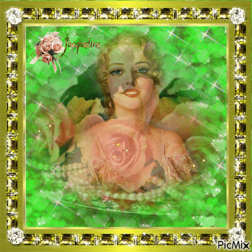 roses et perles pour cette jolie dame - Besplatni animirani GIF