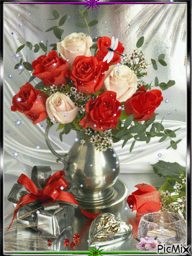 jarra de rosas - Gratis animerad GIF