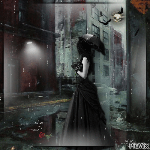 Gotische Frau mit Regenschirm - 免费动画 GIF