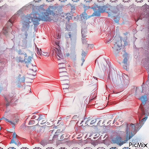 Best friends children pastel - GIF เคลื่อนไหวฟรี