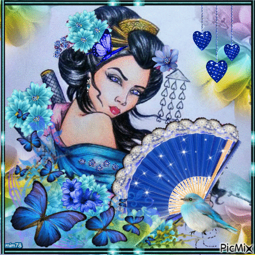 Geisha blue - Gratis geanimeerde GIF
