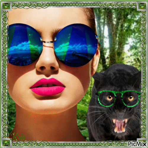 Panthère noire à lunettes - Ingyenes animált GIF