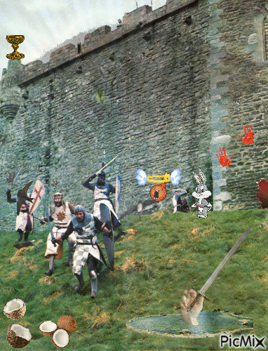 The knights in front of the castle contest - Gratis animerad GIF