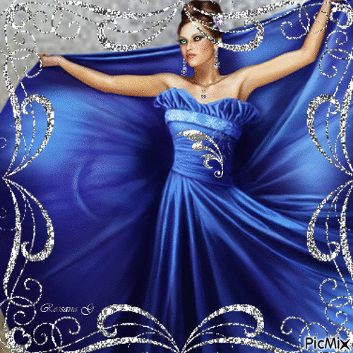 Femme argent et blue - Darmowy animowany GIF