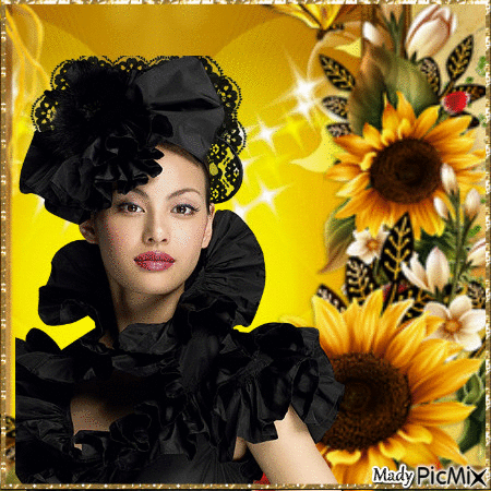 portrait noir et jaune - Gratis geanimeerde GIF