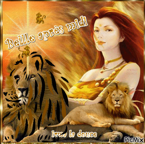 Dame au lion - 免费动画 GIF