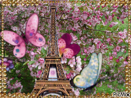 Tour Eiffel en fleur - Besplatni animirani GIF