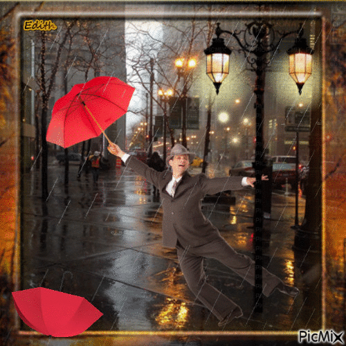 Singing in the rain - Ének az esőben - GIF animado grátis