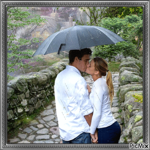 Amour et pluie. - Free animated GIF