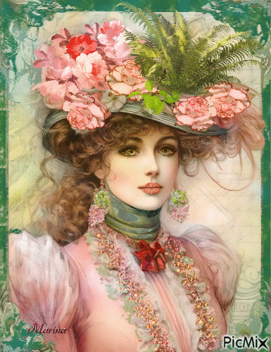 Contest : Lady in a flower hat - Free animated GIF