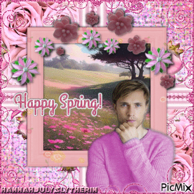 (((William Moseley in Flowery Pink Spring))) - Gratis animeret GIF