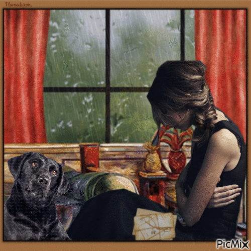 Pluie et femme triste. - GIF animate gratis
