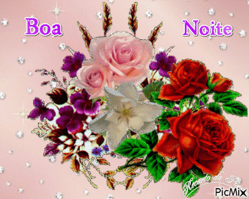 Boa noite com rosas - Ücretsiz animasyonlu GIF
