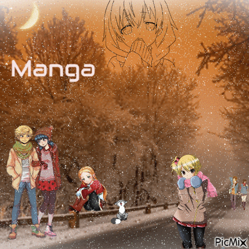 Manga In Winter - Gratis animeret GIF