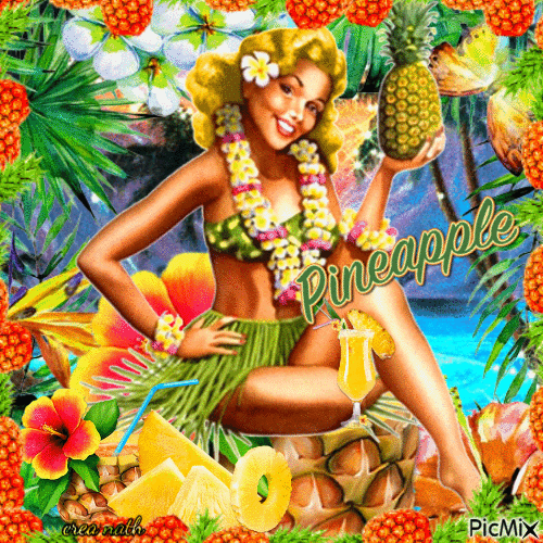 Femme,tropical,ananas...concours - Бесплатный анимированный гифка