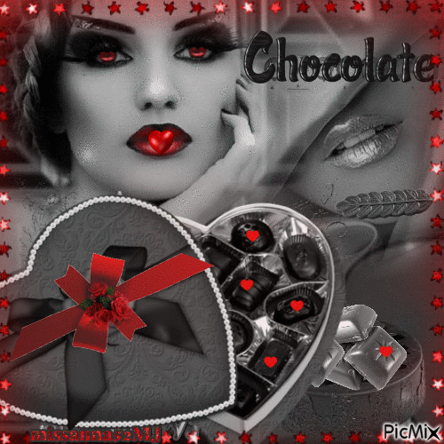 concours femme chocolat en noir et rouge - GIF animate gratis