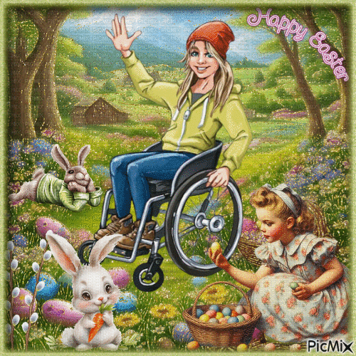 Pâques pour les personnes handicapées. - GIF animado grátis