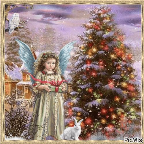 Engel und Weihnachtsbaum - GIF animasi gratis