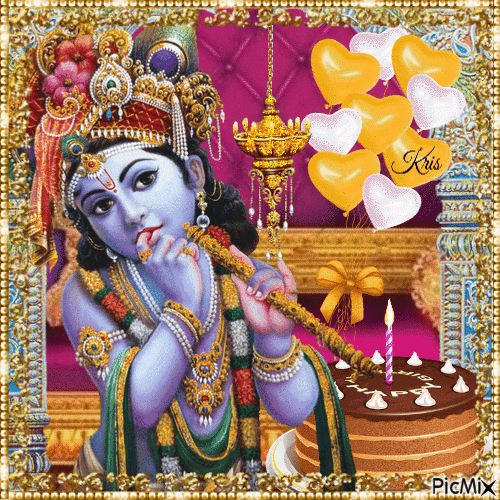 Joyeux anniversaire Krishna - GIF animado grátis