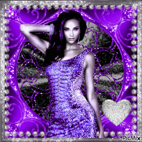 A woman - Silver and purple tones - Безплатен анимиран GIF