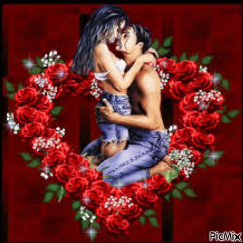 Couple et roses rouges - PNG gratuit