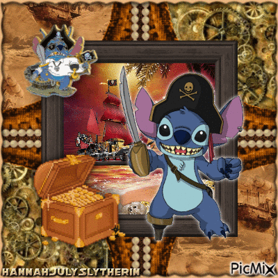 {Captain Stitch Pillages a Beach at Sunset} - GIF animate gratis