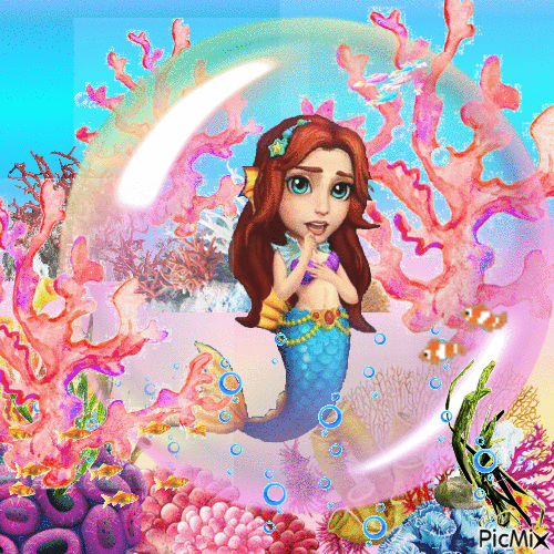 Mermaid blue sea - GIF animate gratis
