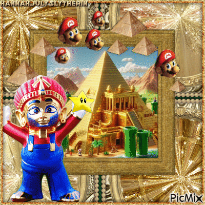 {(Gold Egyptian Mario Statue)} - GIF animado gratis