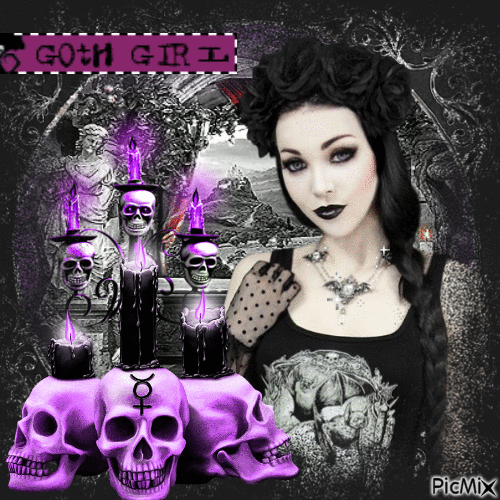 Gothic woman with skulls - Bezmaksas animēts GIF