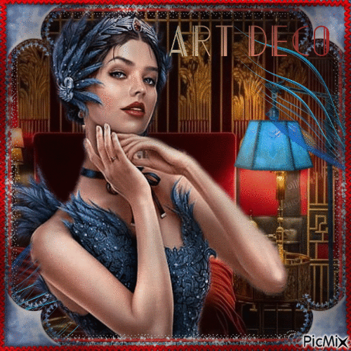 Rote und blaue Art Deco - GIF animé gratuit
