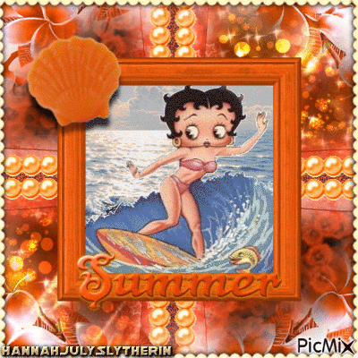 {({Surfin' Betty Boop in Orange})} - Darmowy animowany GIF