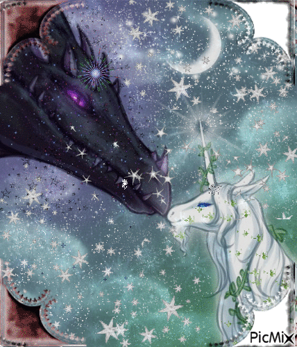 Dragon and unicorn - Бесплатни анимирани ГИФ