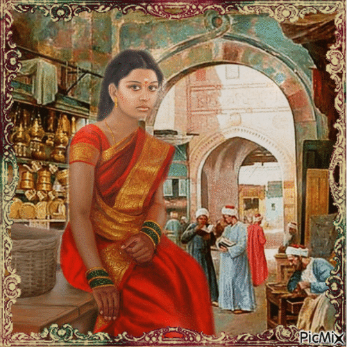 Schöne Inderin auf dem Basar - Darmowy animowany GIF