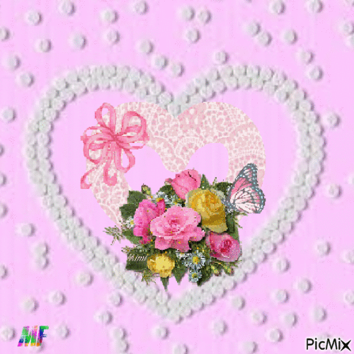 coeur fleurs - Gratis animerad GIF